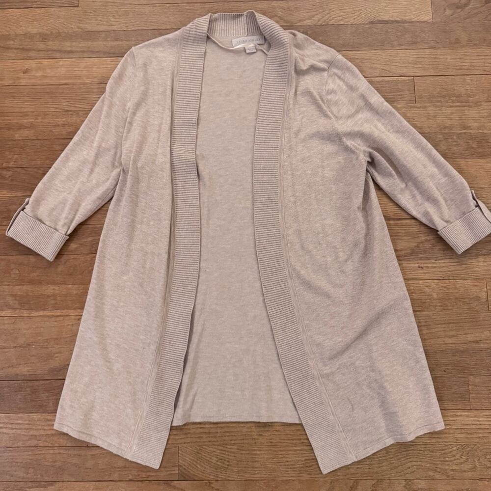 Laura Ashley open front 3/4 sleeve cardigan sweater size small S
b67